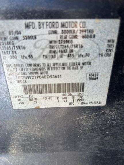 Inoperable Ford F-250 Pickup