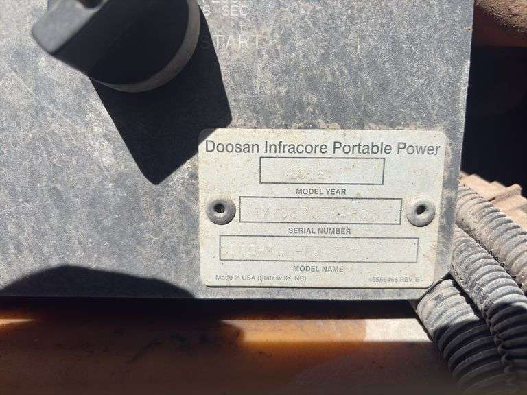 2016 Doosan C185W Portable Air Compressor