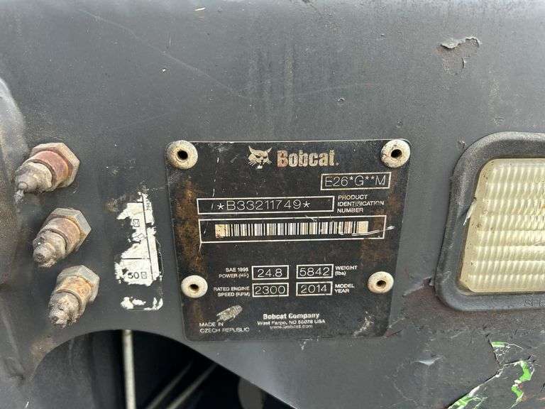 2014 Bobcat E26 Mini Excavator