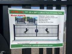 7FT(H)x 20FT(L) Metal Farm  Driveway Gate