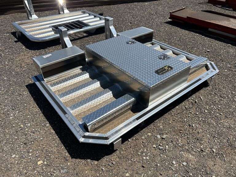 Diamond plated Headache rack with tool box storage