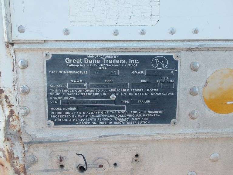 1987 Great Dane 48 ft T/A Van Trailer