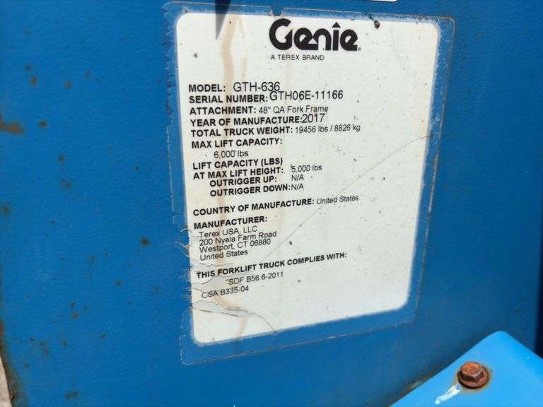 2017 Genie GTH-636 6000 Lb 4x4x4 Telescopic Forklift