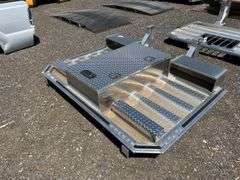 Diamond plated Headache rack with tool box storage