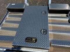 Diamond plated Headache rack with tool box storage