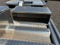 Diamond plated Headache rack with tool box storage