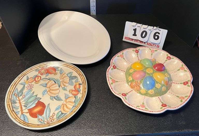 Egg Plate and 2 Platters