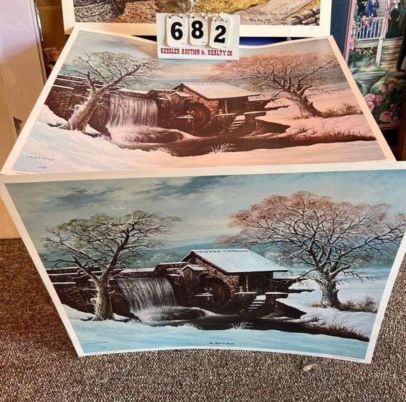 Makers Mark Print and 2 of The Mill in Winter Prints