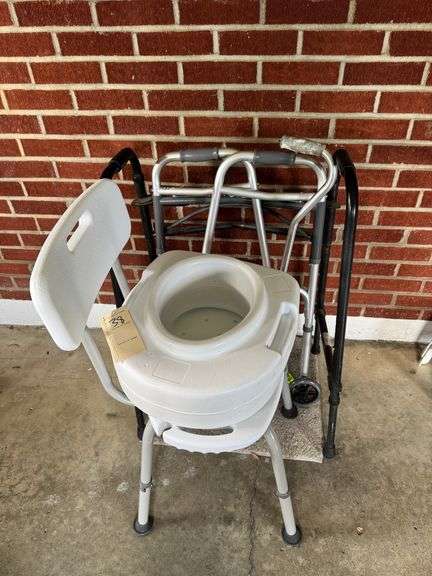 Walkers, cane, chair, misc