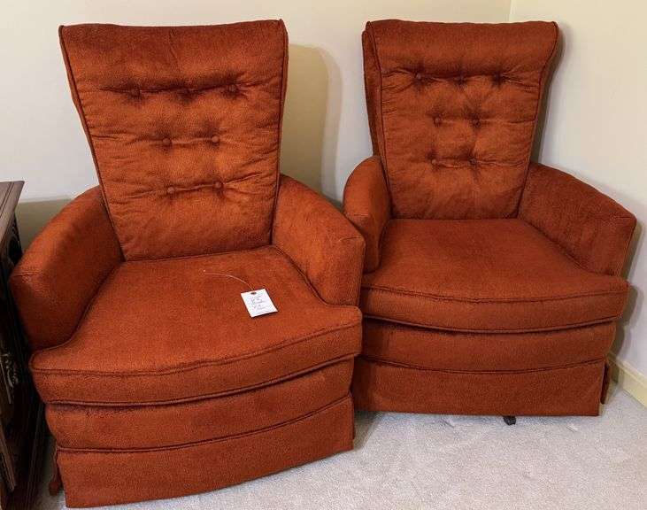 2 orange armchairs