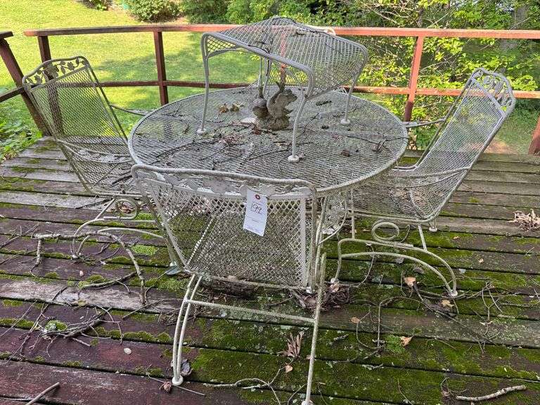 Patio table, 4 chairs, small table