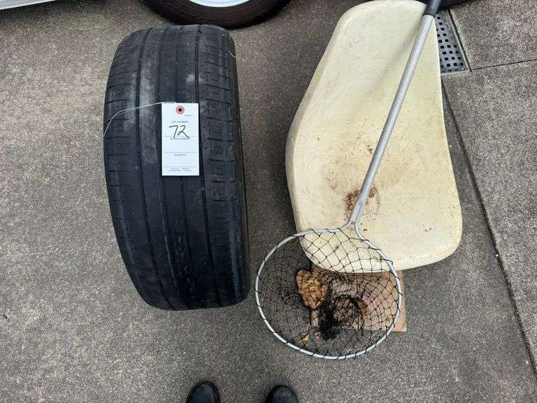 Tire, fish net, boat seat