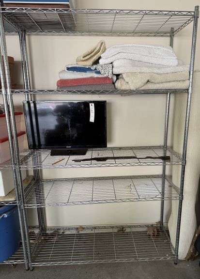 Metal shelf and all that is on it