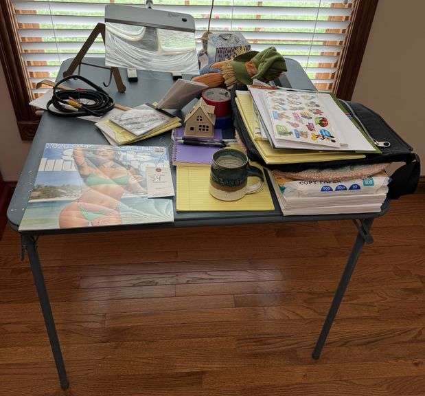 Card table and everything on it
