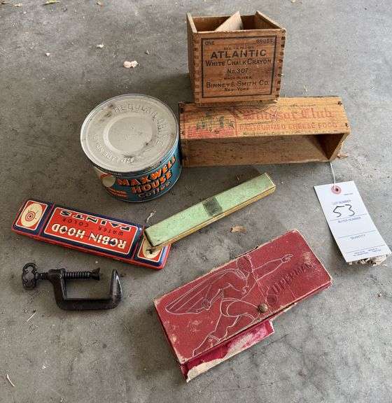 Cheese box, super man carton, Robin Hood paint, Maxwell coffee