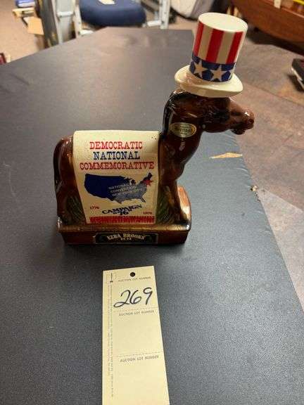 1976 democratic international commerative Ezra Brooks 101 whiskey empty bottle