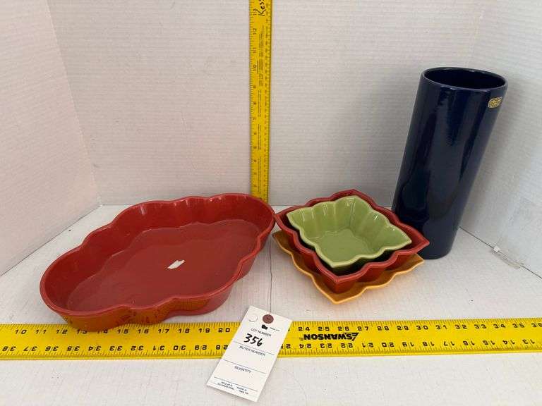 Dishes and a vase