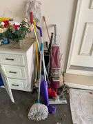 Everything in corner of garage except vanity