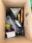 Tarp, box of misc