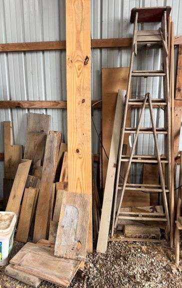Wood step ladder and scrap wood