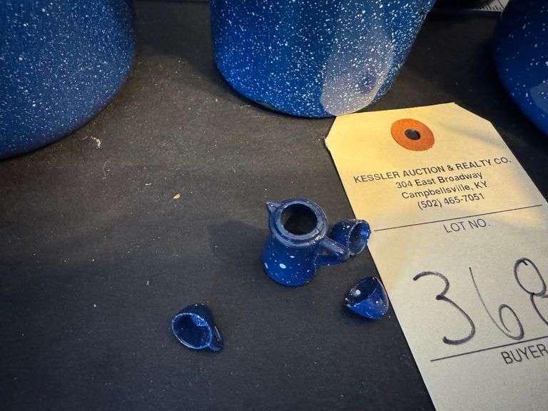 Blue splatter enamelware
