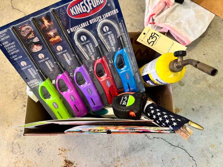 Tape measure, lighters, butane torch
