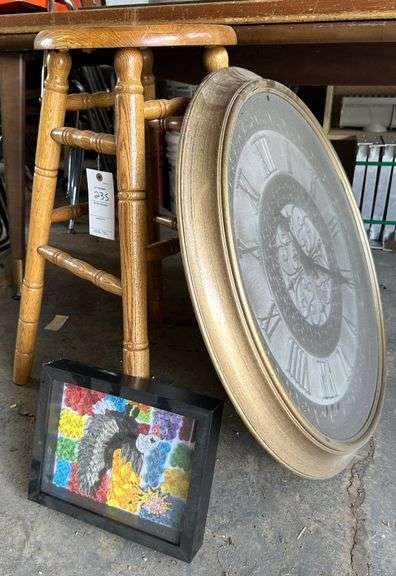 Wall Clock, Stool, Artwork
