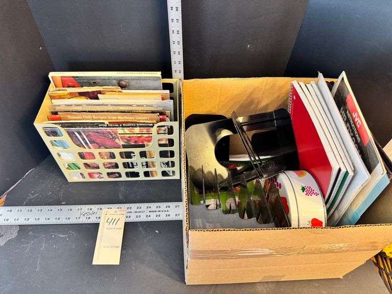 Books, book ends, notebooks