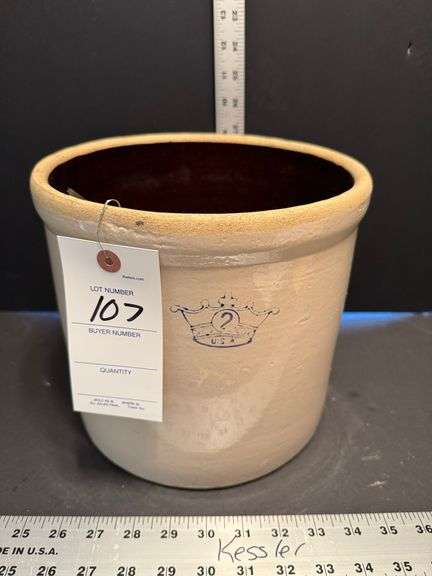 Blue crown #2 crock