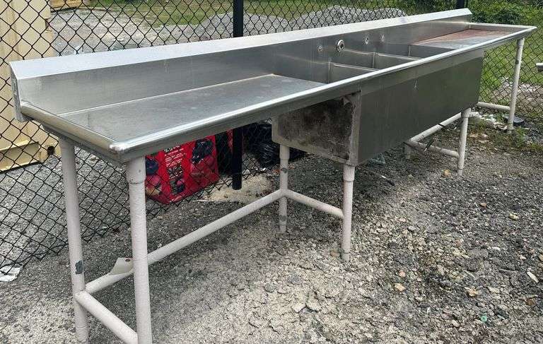 13’ 3 bay stainless steel sink