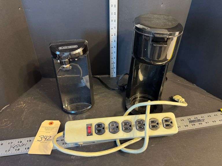Power strip, coffee maker, can opener