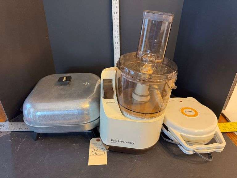 Waffle maker, food processor, electric skillet