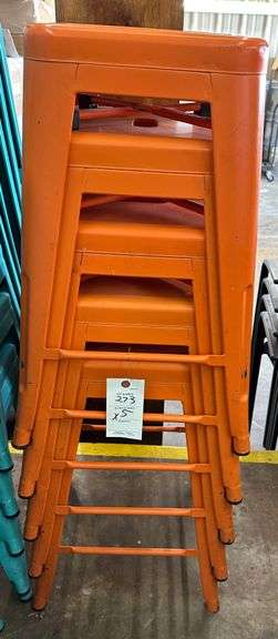 5 Orange Stacking Stools