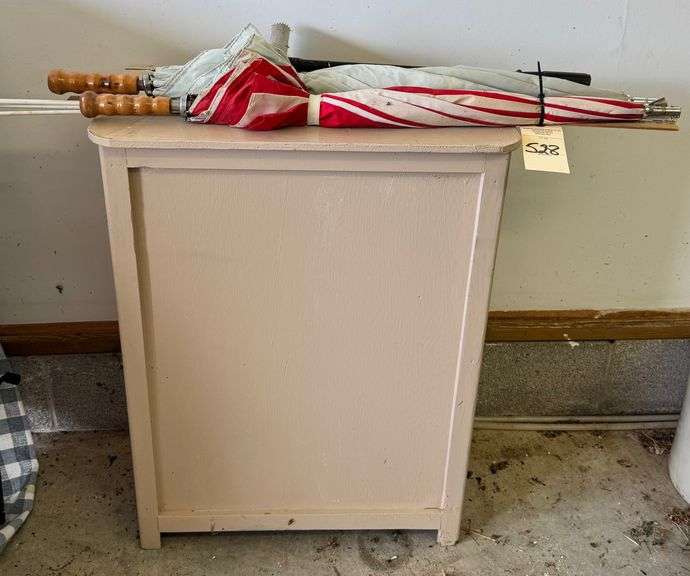 Umbrellas and hamper box