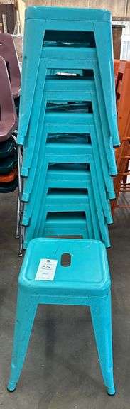 9 Blue Stacking Stools