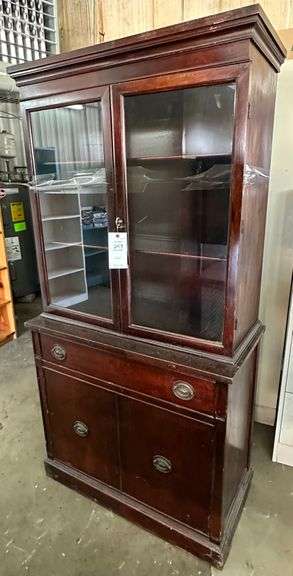 Mahogany Cabinet with Glass Doors