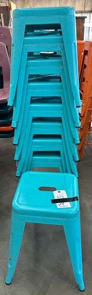 9 Blue Stacking Stools