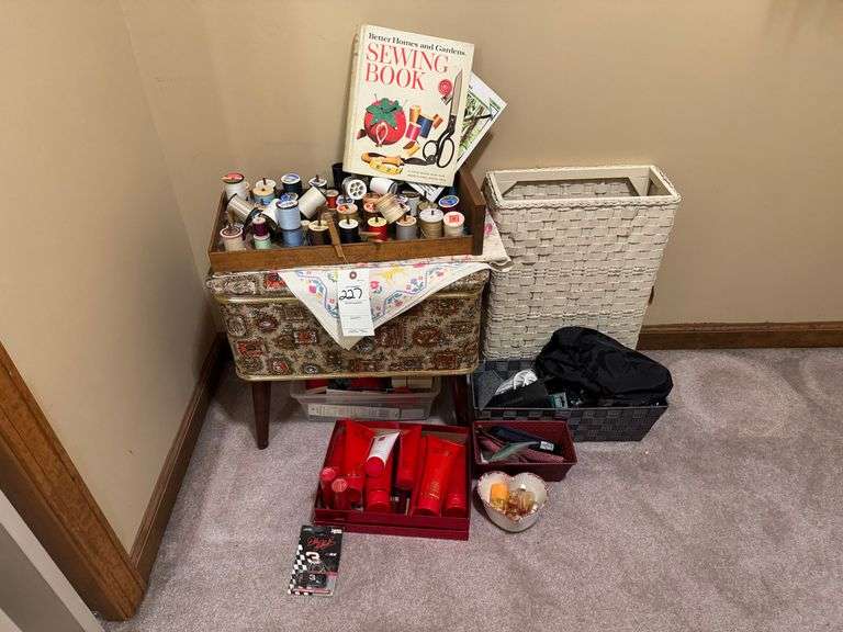 Sewing box, thread, misc