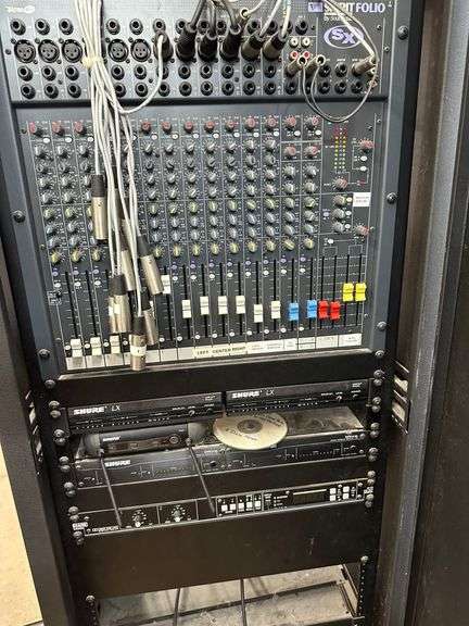 Cabinet with Mixing Boards and Sound Equipment