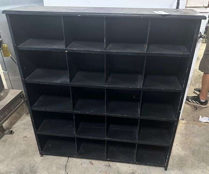 black cubby hole shelf