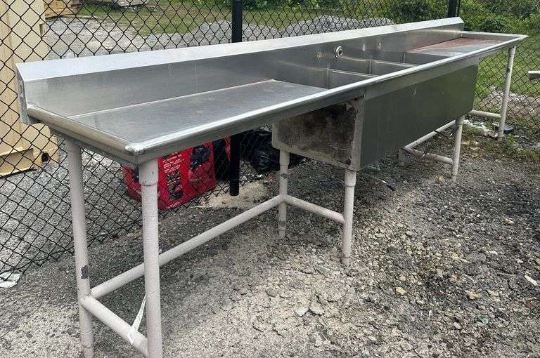 13’ 3 bay stainless steel sink