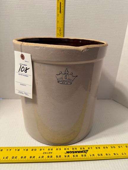 Blue crown #4 crock