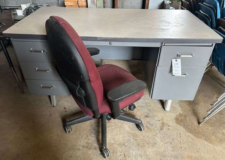 Metal Desk and Chair