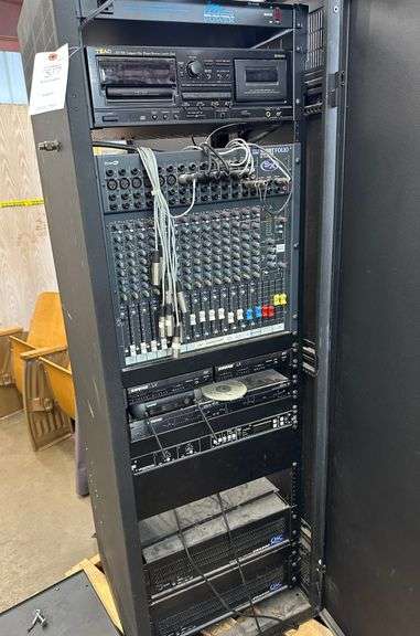 Cabinet with Mixing Boards and Sound Equipment