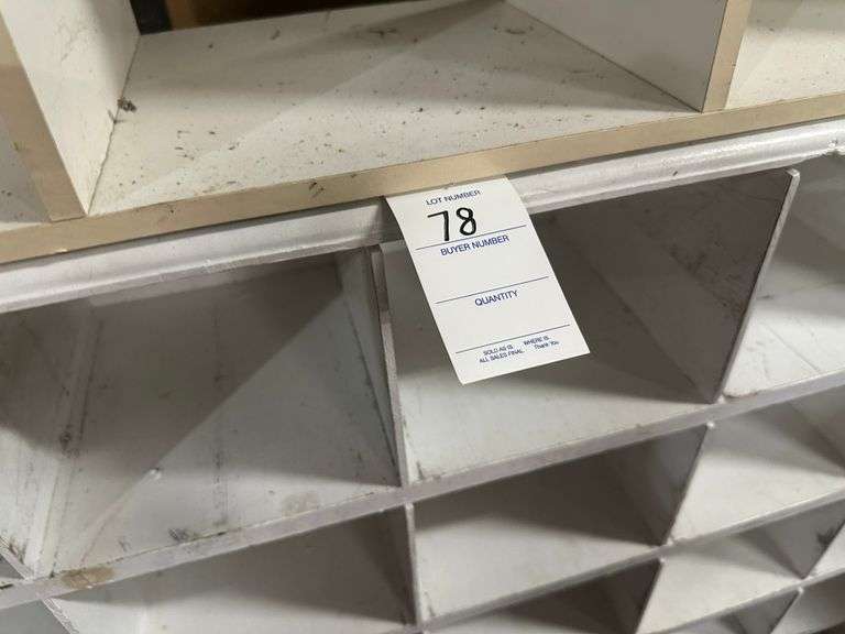 2 white cubby hole shelfs