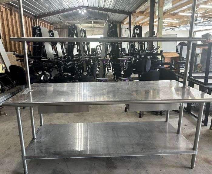 Advance Tabco stainless steel table w/ 2 drawer and shelf
