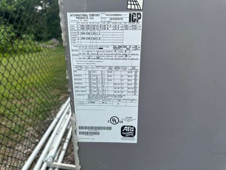 HVAC unit 117000btu