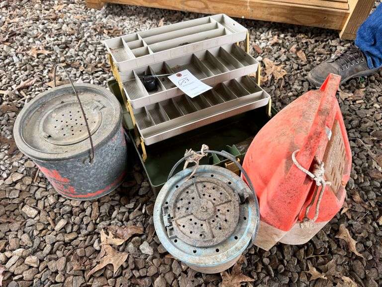 Tackle box and minnow buckets