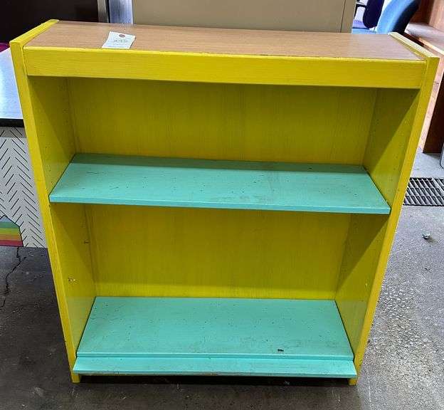 Yellow and Green Wood Shelf
