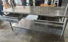Advance Tabco stainless steel table w/ 2 drawer and shelf
